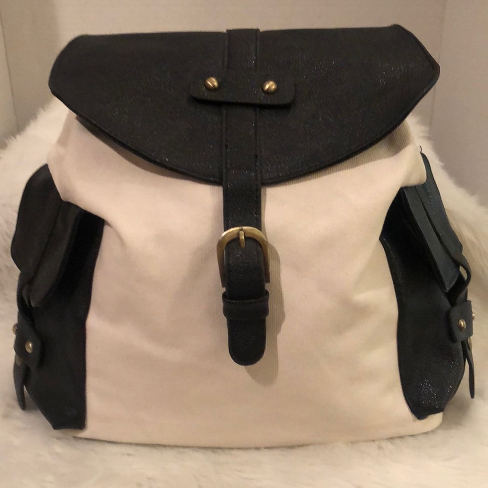 Fashion Canvas and Faux Leather Backpack